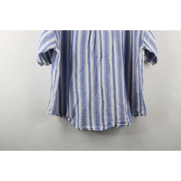 Vintage 90s Fila Sport Mens XL Linen Blend Striped Short Sleeve Button Shirt - Picture 14 of 14
